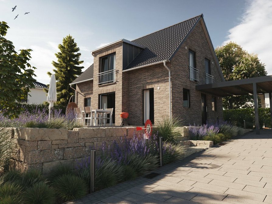 Das Einfamilienhaus Lichthaus 121 mit Klinker und Satteldach in Anthrazit