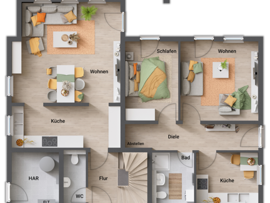 Grundriss-Zweifamilienhaus-Domizil-192-Erdgeschoss-mit-Einliegerwohnung-Keller
