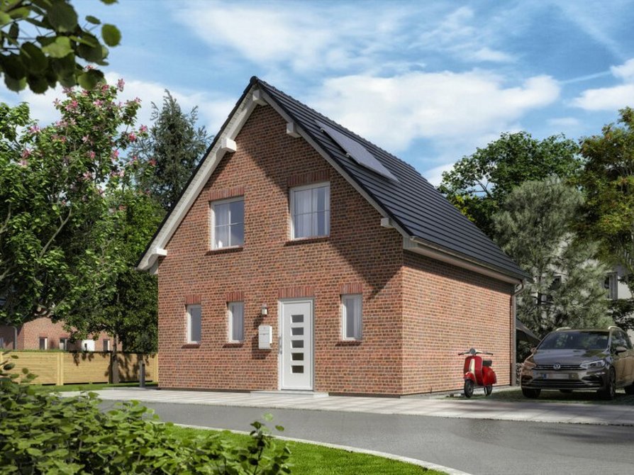 Haustyp Raumwunder 90 mit Klinker und Dachüberstand