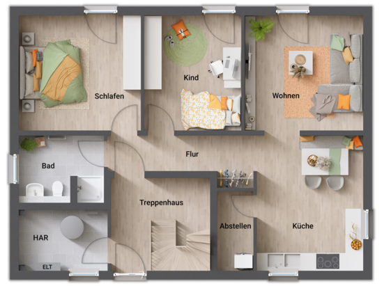 Grundriss-Zweifamilienhaus-Flair-Duo-180-Erdgeschoss